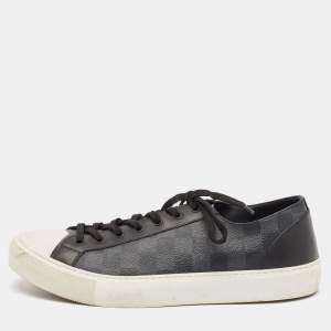 Louis Vuitton Black Damiere Canvas and Leather Low Top Sneakers Size 43.5