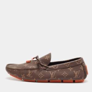 Louis Vuitton Brown Monogram Canvas Driver Loafers Size 40.5