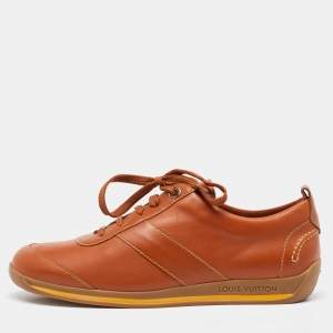 Louis Vuitton Tan Leather Low Top Leisure Sneakers Size 41.5