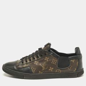 Louis Vuitton Black Leather and Monogram Canvas Slalom Sneakers Size 43