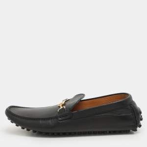 Louis Vuitton Black Leather LV Club Slip On Loafers Size 40