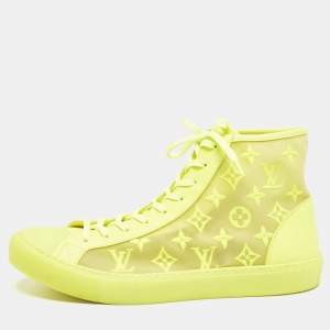 Louis Vuitton Yellow Leather and Mesh Pacific High Top Sneakers Size 44.5