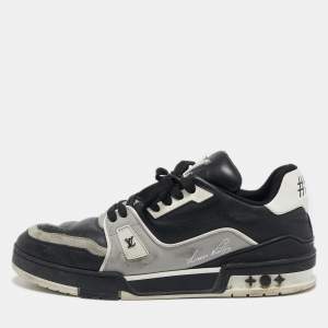 Louis Vuitton Black/Grey Leather LV Trainer Sneakers Size 42