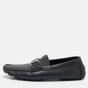 Louis Vuitton Black Leather Monte Carlo Slip On Loafers Size 42