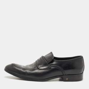 Louis Vuitton Black Leather Slip On Loafers Size 41