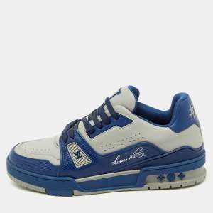 Louis Vuitton Blue/Light Grey Leather LV Trainer #54 Sneakers Size 40