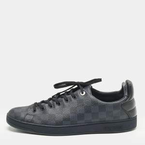 Louis Vuitton Navy Blue Damier Cobalt Canvas Frontrow Low Top Sneakers Size 45