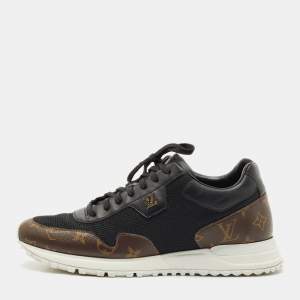 Louis Vuitton Black Monogram Canvas and Leather Run Away Low Top Sneakers Size 43