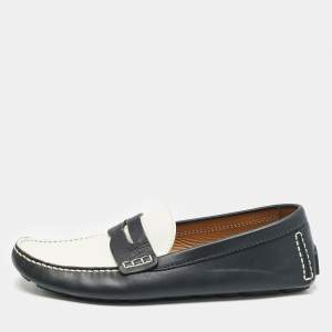 Louis Vuitton Blue/White Leather Shade Penny Loafers Size 44