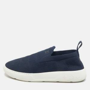 Louis Vuitton Navy Blue Knit Fabric Pacific Slip On Sneakers Size 41.5
