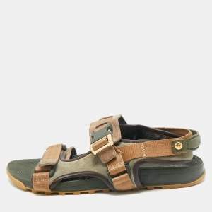 Louis Vuitton Multicolor Suede and Leather Flat Slingback Sandals Size 42
