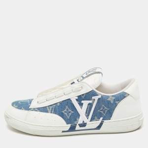 Louis Vuitton White/Blue Denim and Leather Charlie Sneakers  Size 42