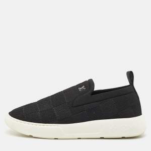 Louis Vuitton Navy Blue Knit Fabric Pacific Slip On Sneakers Size 41.5