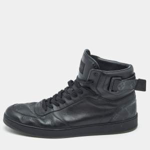 Louis Vuitton Black/Grey Graphite Canvas Rivoli High Top Sneakers Size 44.5