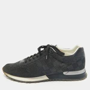 Louis Vuitton Black Damier Knit Fabric And Leather Run Away Low Top Sneakers Size 44