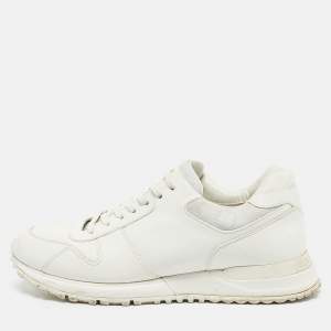 Louis Vuitton White Leather and Canvas Run Away Low Top Sneakers Size 40.5