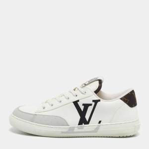 Pre Owned Louis Vuitton White Fabric and Leather Charlie Lace Up Sneakers Size 41.5