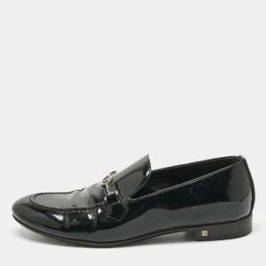 Pre Owned Louis Vuitton Black Patent Leather Slip On Loafers Size 40.5