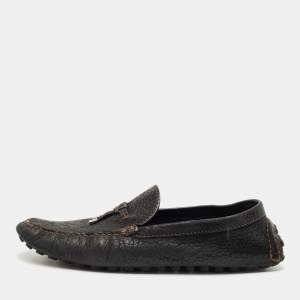 Pre Owned Louis Vuitton Black Nubuck Leather Monte Carlo Loafers Size 45