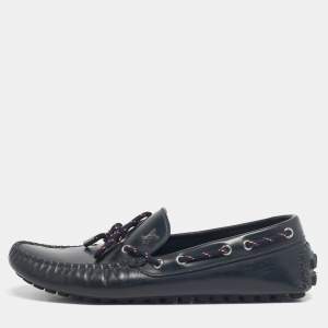 Pre Owned Louis Vuitton Navy Blue Patent Leather Monte Carlo Loafers Size 42.5