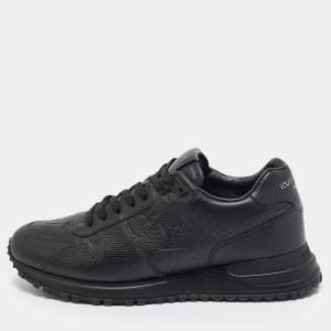Pre Owned Louis Vuitton Black Monogram Leather Run Away Low Top Sneakers Size 40