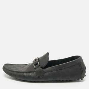 Pre Owned Louis Vuitton Black Leather Monte Carlo Loafers Size 44.5