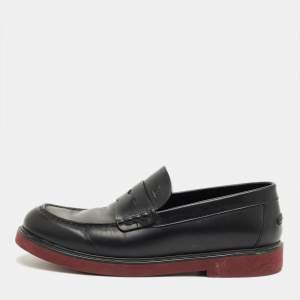 Pre Owned Louis Vuitton Black Leather Slip On Loafers Size 42.5