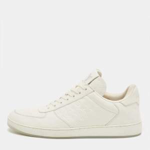 Pre Owned Louis Vuitton White Leather Rivoli Lace Up Sneakers Size 42
