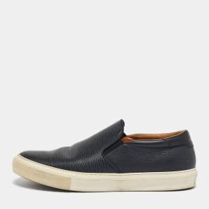 Pre Owned Louis Vuitton Navy Blue Leather Slip On Sneakers Size 45