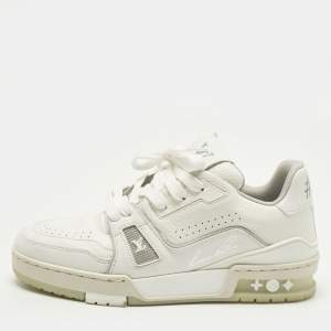 مملوكة مسبقًا Louis Vuitton LV Trainer Size 35 White Leather Lace Up Sneakers