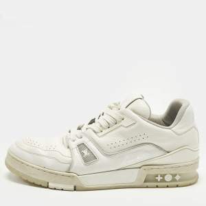 مملوكة مسبقًا Louis Vuitton LV Trainer Size 42 White Leather Lace Up Sneakers