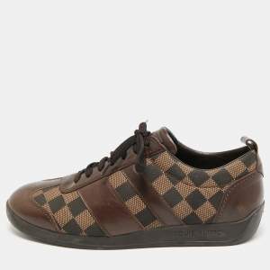 مملوكة مسبقًا Louis Vuitton Size 41.5 Brown Monogram Demeire Fabric and Leather Lace Up Sneakers