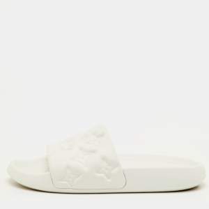 Pre Owned صندل سلايد بول لوي فيتون وترفرونت مطاطي بطبعة مونوجرام أبيض مقاس 41