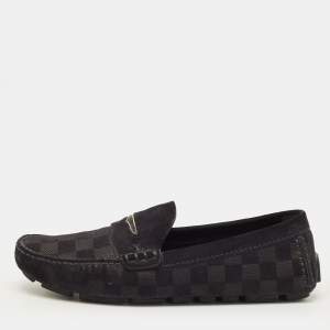 مملوكة مسبقًا Louis Vuitton Size 40 Black Suede Damier Infini Loafers