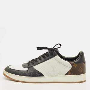 Pre Owned Louis Vuitton Rivoli Size 43.5 Tricolor Monogram Canvas and Leather Lace Up Sneakers