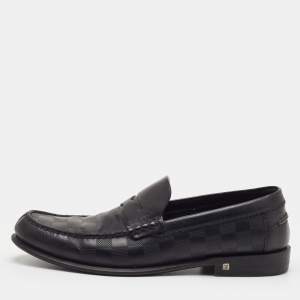 مملوكة مسبقًا Louis Vuitton Damier Infini Embossed Outline Size 41 Black Leather Loafers