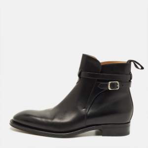 Pre Owned Louis Vuitton Greenwich Size 41.5 Black Leather Ankle Length Boots