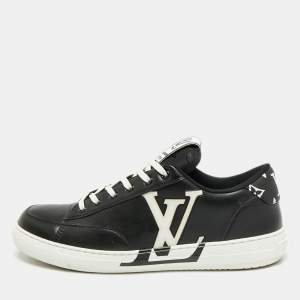 Pre Owned Louis Vuitton Charlie Size 42.5 Black Faux Leather Low Top Sneakers