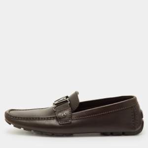 مملوكة مسبقًا Louis Vuitton Monte Carlo Size 41 Dark Brown Leather Slip On Loafers