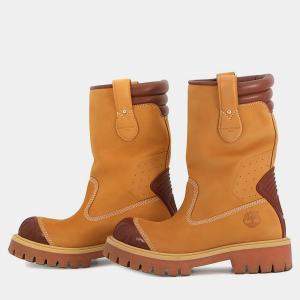 Pre Owned Louis Vuitton Timberland Lv X Timberland Collaboration Mid Boots Beige/Brown Nubuck Leather EU 42.5