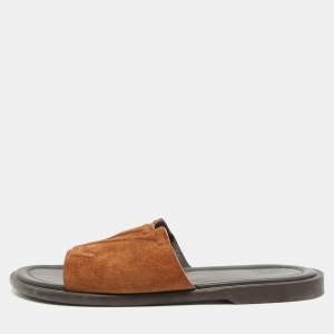 مملوكة مسبقًا Louis Vuitton LV Portofino Size 40.5 Brown Suede Flat Slide