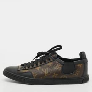 Pre Owned Louis Vuitton Slalom Size 40 Black/Brown Monogram Coated Canvas and Leather Low Top Sneakers
