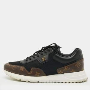 Pre Owned Louis Vuitton Run Away Size 42 Black/Brown Monogram Canvas and Mesh Low Top Sneakers