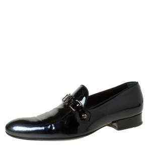 Louis Vuitton Anthracite Patent Leather Glass Dome Loafers Size 42.5