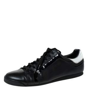 Louis Vuitton Black Leather Lace Up Sneakers Size 44