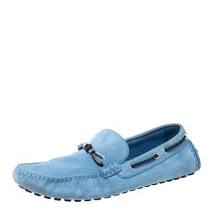 Louis Vuitton Blue Suede Slip On Loafers Size 42.5