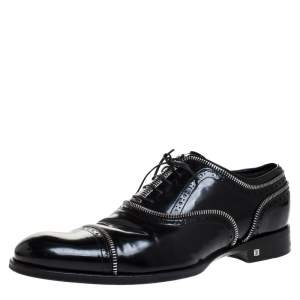حذاء أكسفورد لوي فيتون أربطة جلد لامع أسود مقاس 41.5