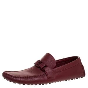 Louis Vuitton Red Leather Hockenheim Slip On Loafers Size 42