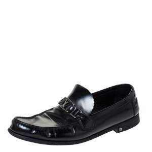 Louis Vuitton Black Leather Hockenheim Slip On Loafers Size 44