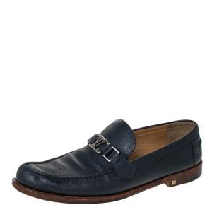 Louis Vuitton Blue Leather Major Loafers Size 44.5